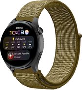 Nylon Smartwatch bandje - Geschikt voor  Huawei Watch 3 - Pro nylon band - olijf - Strap-it Horlogeband / Polsband / Armband