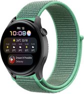 Nylon Smartwatch bandje - Geschikt voor  Huawei Watch 3 - Pro nylon band - mint - Strap-it Horlogeband / Polsband / Armband