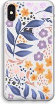 Case Company® - iPhone XS hoesje - Flowers with blue leaves - Soft Cover Telefoonhoesje - Bescherming aan alle Kanten en Schermrand