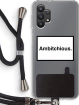 Case Company® - Samsung Galaxy A32 5G hoesje met Koord - Ambitchious - Telefoonhoesje met Zwart Koord - Bescherming aan alle Kanten en Over de Schermrand