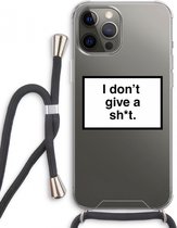 Case Company® - iPhone 12 Pro Max hoesje met Koord - Don't give a shit - Telefoonhoesje met Zwart Koord - Extra Bescherming aan alle Kanten en Over de Schermrand