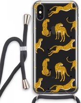 Case Company® - iPhone XS Max hoesje met Koord - Luipaard - Telefoonhoesje met Zwart Koord - Extra Bescherming aan alle Kanten en Over de Schermrand
