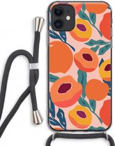 Case Company® - iPhone 11 hoesje met Koord - Perzik - Telefoonhoesje met Zwart Koord - Extra Bescherming aan alle Kanten en Over de Schermrand