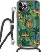 Case Company® - iPhone 11 Pro hoesje met Koord - Luipaard 2 - Telefoonhoesje met Zwart Koord - Extra Bescherming aan alle Kanten en Over de Schermrand