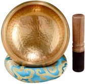 Tibetaanse Klankschaal Set | Meditatie Schaal met Aanstrijkhout & Kussen | Singing Bowl | Klank Schaal | Yoga, Chakra | Licht Blauw - 8 cm