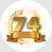 24x Verjaardag ronde stickers 74 jaar - Happy Birthday Feest Stickervellen Kinderen Volwassenen Cadeau Sticker