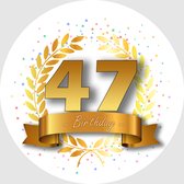 24x Verjaardag ronde stickers 47 jaar - Happy Birthday Feest Stickervellen Kinderen Volwassenen Cadeau Sticker