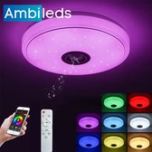 LED Smart plafondlamp met bluetooth speaker - Ø 30cm - 60W en 125 lumen - Met app en afstandsbediening - RGB 16 miljoen kleuren - Met nachtlamp en wekkerfunctie - Lamp kinderkamer