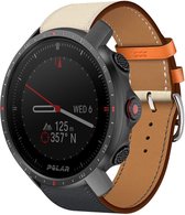 Lederen smartwatch bandje - geschikt voor Polar Grit X / Grit X Pro / Vantage M / M2 - donkerblauw/wit