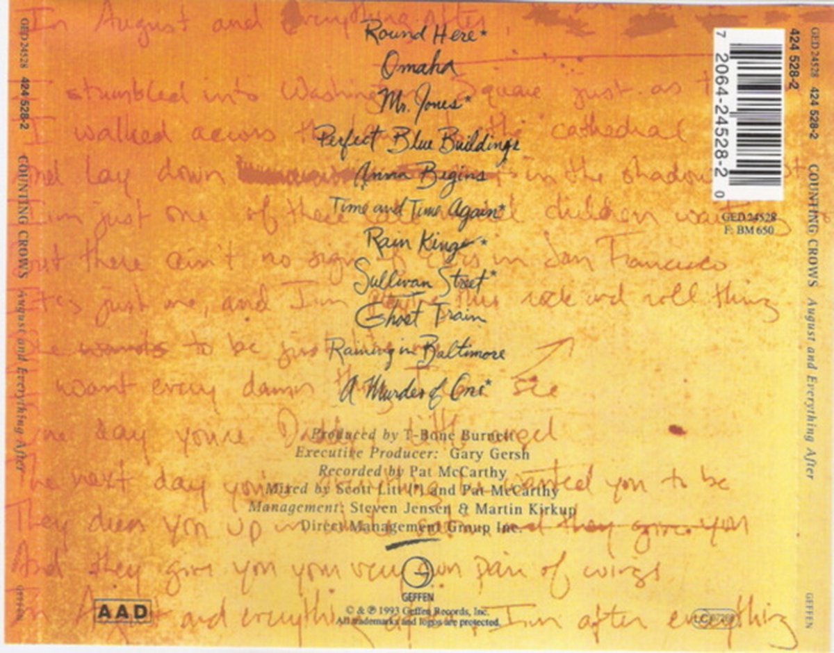 August and Everything After, Counting Crows | CD (album) | Muziek | bol.com