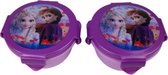 Vershoudbakje / Snackbakje / Broodtrommel Frozen - Paars / Multicolor - Kunststof - ø 10 x h 6 cm - Set van 2 - Frozen 2 - Frozen - Disney - Vershoudbakje