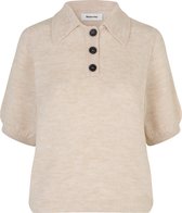 Beige fijn gebreide polo Irene - Modstrom - Maat L