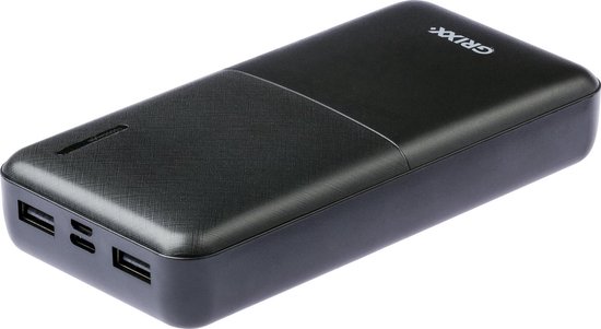 Grixx Powerbank 15000mAh Snelle Oplader - Micro USB en USB-C - 3.1 A (Max)  - Zwart | bol.com