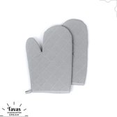 Tavas Hittebestendige Ovenwanten 2 Stuks | Ovenhandschoen | Katoen, Thermolite | tot 220°C | Grijs