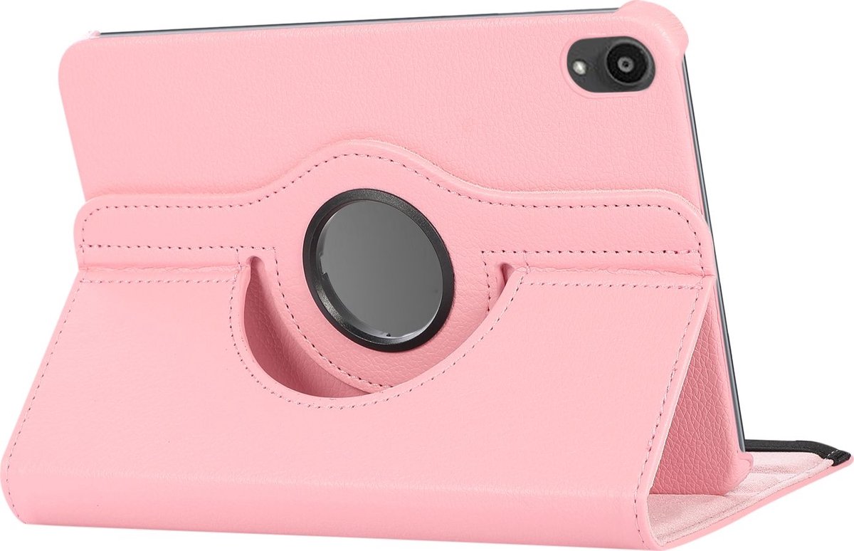 Mobigear Tablethoes geschikt voor Apple iPad Mini 6 (2021) Hoes | Mobigear DuoStand Draaibare Bookcase - Roze