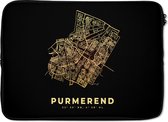 Housse pour ordinateur portable 13 pouces - Plan de la ville - Purmerend - Carte - Carte - Housse pour ordinateur portable - Dimensions intérieures 32x22,5 cm - Dos noir