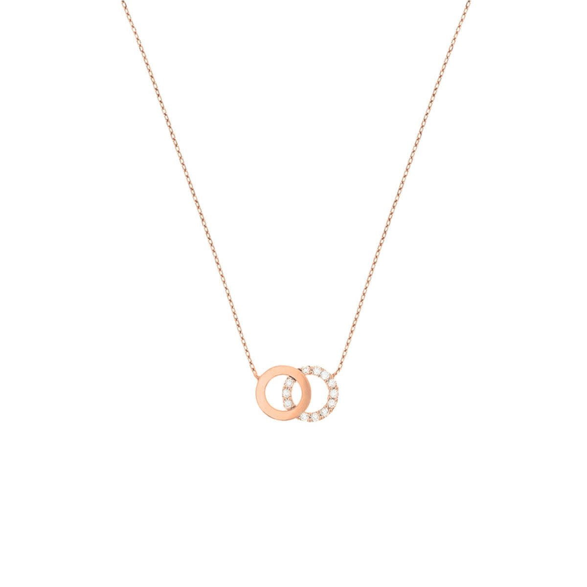 14K rosegoud collier rondjes zirkonia 40 - 44 cm 4401258