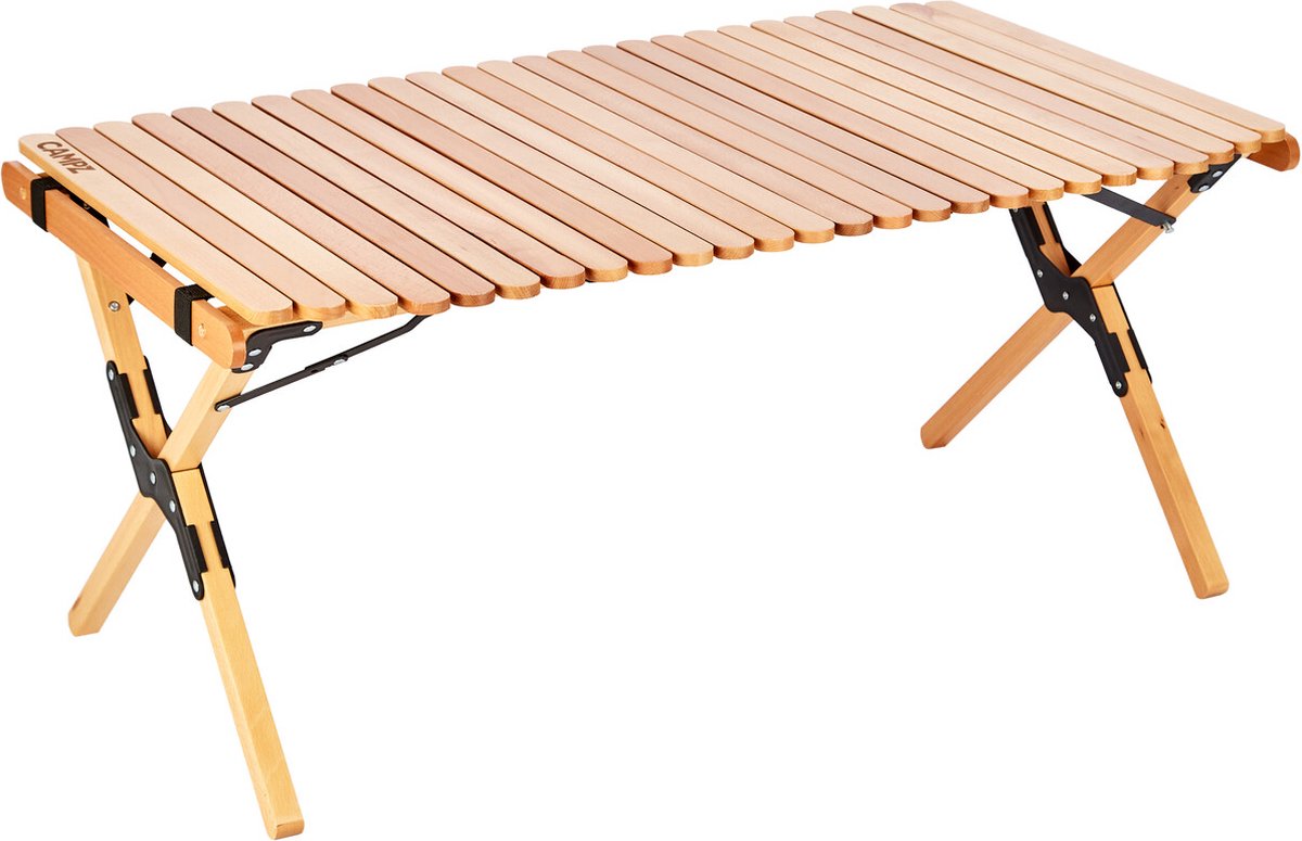 CAMPZ Beukenhouten uitrolbare tafel 100x60x45cm, bruin