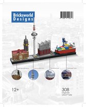 Bricksworld BOC-SKY-HAM BOC Architectuur Skyline Hamburg (D) modules Rathaus, Fernsehturm, Konzertsaal & Hafen. Samengesteld uit originele nieuwe LEGO® onderdelen.