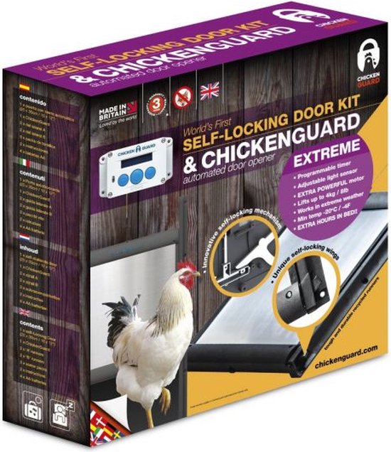 Chickenguard Extreme automatische hokopener - op batterijen en zelfsluitende deur - Chickenguard