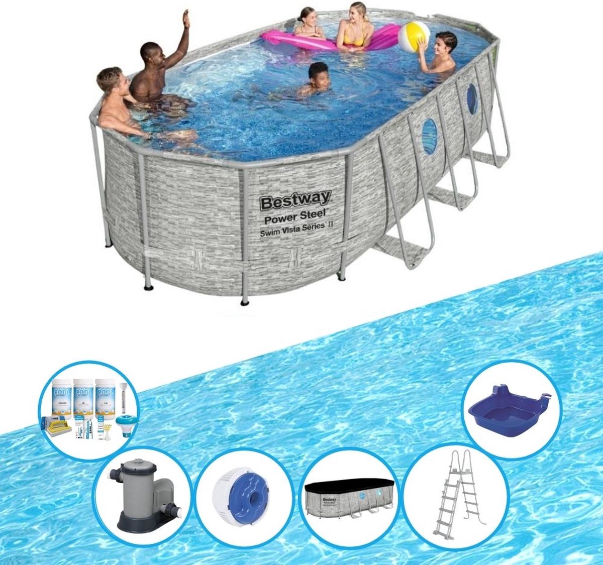 Bestway Zwembad Power Steel Swim Vista - Met accessoires - 549x274x122 cm