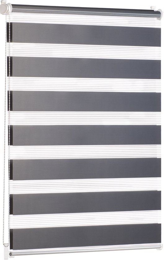 Blumtal Gestreepte Gordijnen - Transparante Rolgordijnen - Kant en Klaar - 60 x 155cm, Antraciet - Set van 1