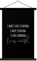 Porte-affiche avec affiche - Affiche scolaire - Citation - Apprendre - Étudier - 40x60 cm - Lattes noires