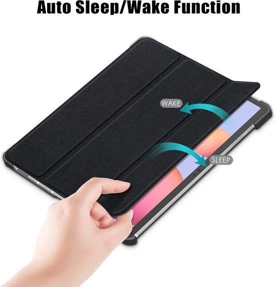 Samsung Tab S8 Plus Cover Book Case Smart Cover Zwart - Samsung Galaxy Tab S8 Plus Cover - Samsung Tab S7 FE Cover Bookcase - Tab S7 Plus Cover Trifold Cover - Tablet Cover 12,4"