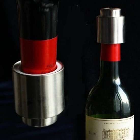 Piro - Wijnstopper - Vacuüm Wijn Afsluiter - Wijnfles Dop - Roestvrij Staal - Universeel - Piro