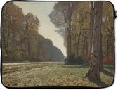 Laptophoes 17 inch - The Road to Chailly - Schilderij van Claude Monet - Laptop sleeve - Binnenmaat 42,5x30 cm - Zwarte achterkant