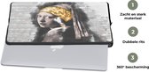 Laptophoes 15.6 inch - Meisje met de parel - Vermeer - Collage - Laptop sleeve - Binnenmaat 39,5x29,5 cm - Zwarte achterkant