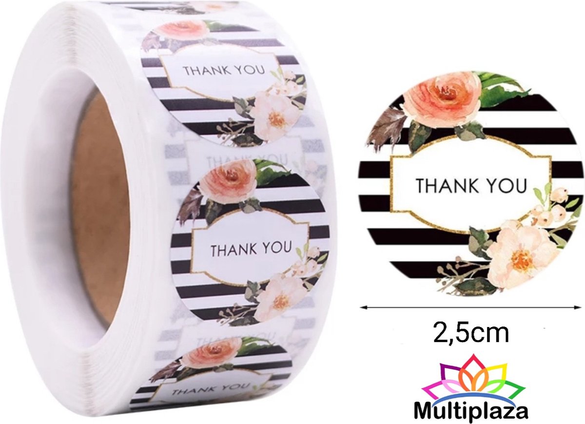 Stickers ▪︎ Multiplaza ▪︎ "THANK YOU" ▪︎ 100 stuks ▪︎ Etiketten ▪︎ bloemen ▪︎ bedankt ▪︎ promoten bedrijf ▪︎ flowers ▪︎ bloemen ▪︎ hobby ▪︎ bedrijf ▪︎ webshop ▪︎ bestellingen ▪︎ brief ▪︎ pakket