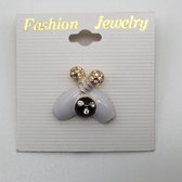 Bowling Bowlingsieraad gift Fasion Jewelry '2 pins met zwarte bal, wit met steentjes'   op steek broche