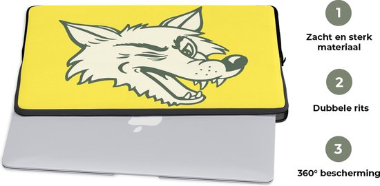 Housse pour ordinateur portable 17 pouces 41x32 cm - Illustration de loups - Housse pour Macbook & Laptop Une illustration d'une tête de loup clignotant - Housse pour ordinateur portable avec photo