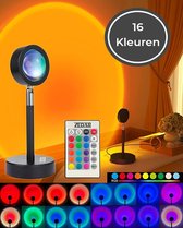 Zedar - Sunset lamp – Tiktok lamp – Sfeerverlichting binnen – 16 kleuren – LED – afstandsbediening – 360 graden draaibaar - Cadeau voor haar & hem