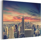 Wanddecoratie Metaal - Aluminium Schilderij Industrieel - New York - Manhattan - Empire State Building - 160x120 cm - Dibond - Foto op aluminium - Industriële muurdecoratie - Voor de woonkamer/slaapkamer