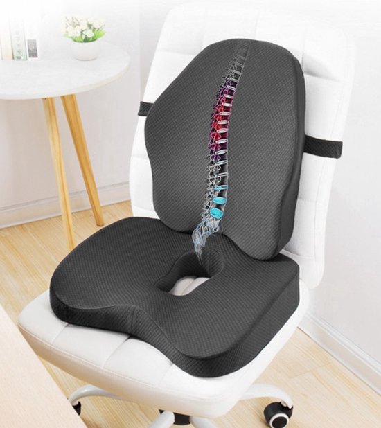 Antislip Stoelkussen VBGURR Wigkussen Voor In De Auto, Traagschuim Autostoelkussen Ergonomisch Pijnverlichting Twitch Kussen