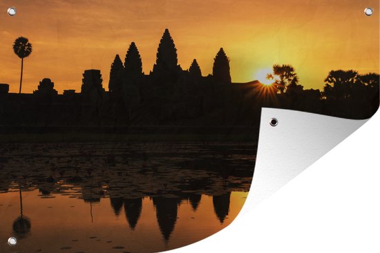 tuinposter Sihouet van Angkor Wat
