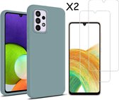 Hoesje Geschikt Voor Samsung Galaxy A33 hoesje silicone soft cover Mint Groen - Hoesje Geschikt Voor Samsung Galaxy A33 5G Silicone colour hoesje - Galaxy A33 case Liquid Nano Silicone cover - A33 Screenprotector 2 pack