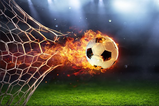 460cm X 300cm - Fotobehang - Voetbal in vlammen, Doelpunt, Kinderkamer, te  koop in 11... | bol.com