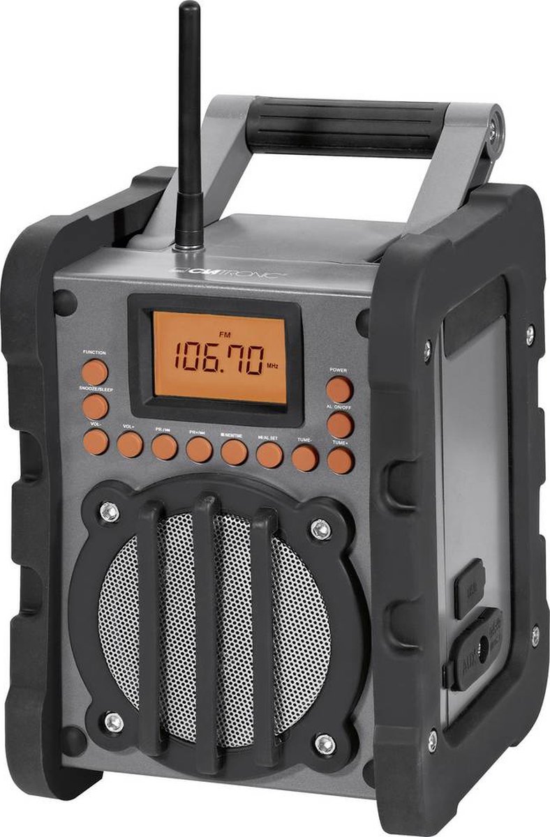 Bouwradio Clatronic BR 834 VHF (FM), AM Grijs, Zwart