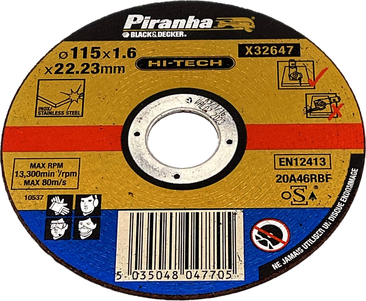 Piranha doorslijpschijf - Ø 115 mm x 1.6 mm - Asgat 22.23 mm - voor roestvrij staal - X32647