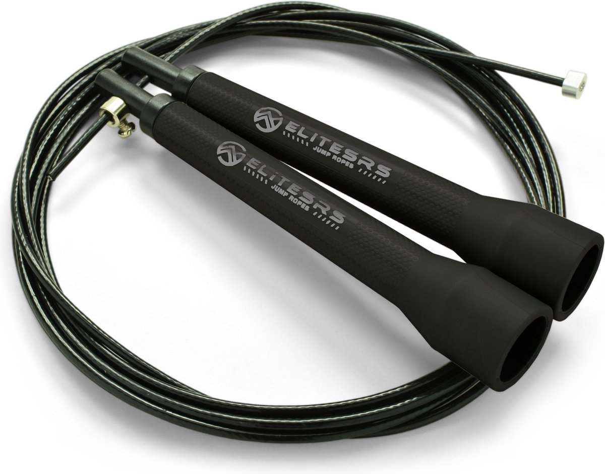 EliteSRS Spark - speedrope (black) - 10ft (305cm) - Nylon coated ⌀2.4mm cable - springtouw - jump rope
