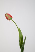 Kunstbloem Tulp - topkwaliteit decoratie - Rood - zijden tak - 66 cm hoog