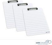 Whiteboard Klembord Lijnen (A4 set 3 stuks) | Notitiebord Whiteboard | Inspectiebord Whiteboard | Whiteboard Clipboard