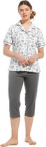 Pastunette dames doorknoop pyjama capri 20221-146-6 - Grijs - 50