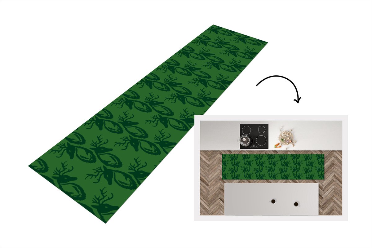 KitchenYeah Keukenloper - Loper keuken - Patronen - Groen - Hert - Keukenloper vinyl, foto 7