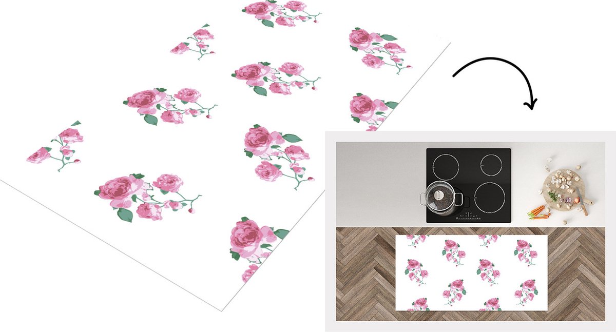 KitchenYeah Keukenloper - Loper keuken - Rozen - Patronen - Bloemen - 120x60 cm - Keukenloper vinyl Multicolor