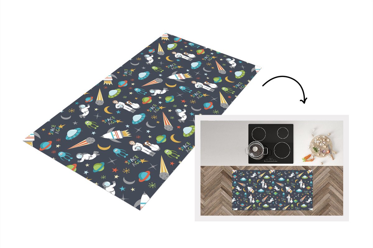 KitchenYeah Keukenloper - Loper keuken - Astronaut - Ufo - Regenboog - Patronen - Keukenloper vinyl multicolor, foto 6