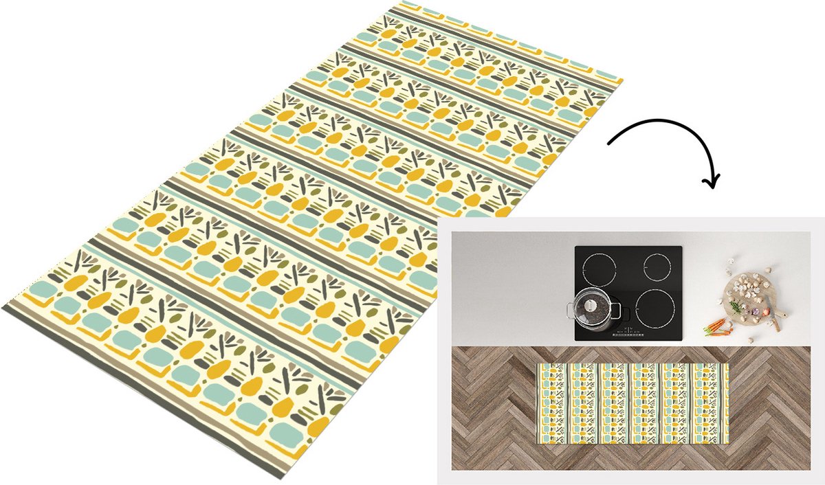 KitchenYeah Keukenloper - Loper keuken - Inca - Patronen - Abstract - Keukenloper vinyl Multicolor